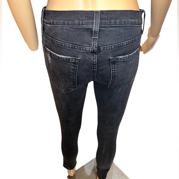 Current Elliott The Stiletto In Black Tattered Distressed Jeans Size 24 - Picture 7 of 8